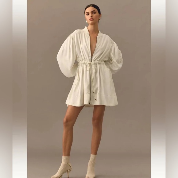 Love The Label Dresses & Skirts - Women’s Cream Mini Dress with Drawstring Waist